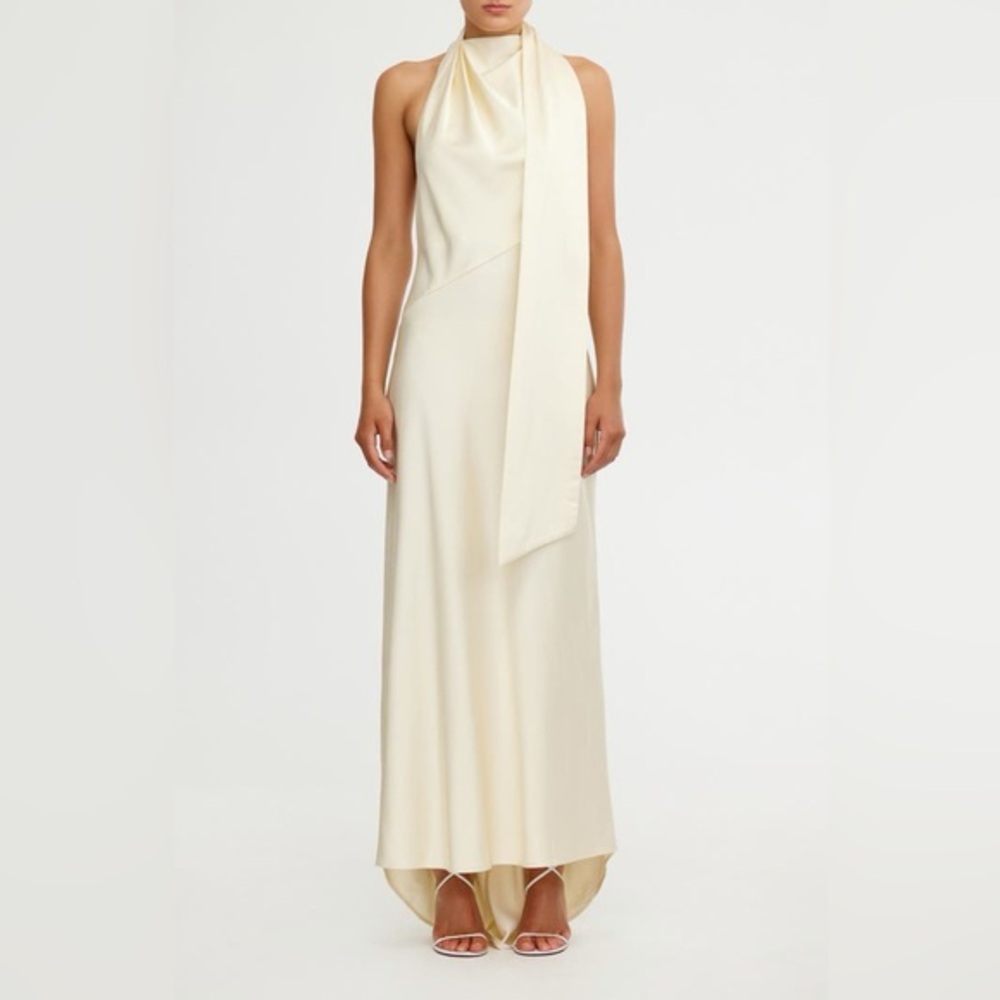 Significant Other Adriana Open Back Satin Halter Gown